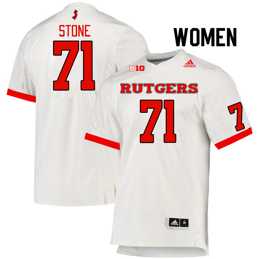 Women #71 John Stone Rutgers Scarlet Knights College Football Jerseys Stitched Sale-White